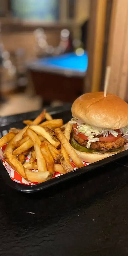 Falafel burger w/ fresh cut fries