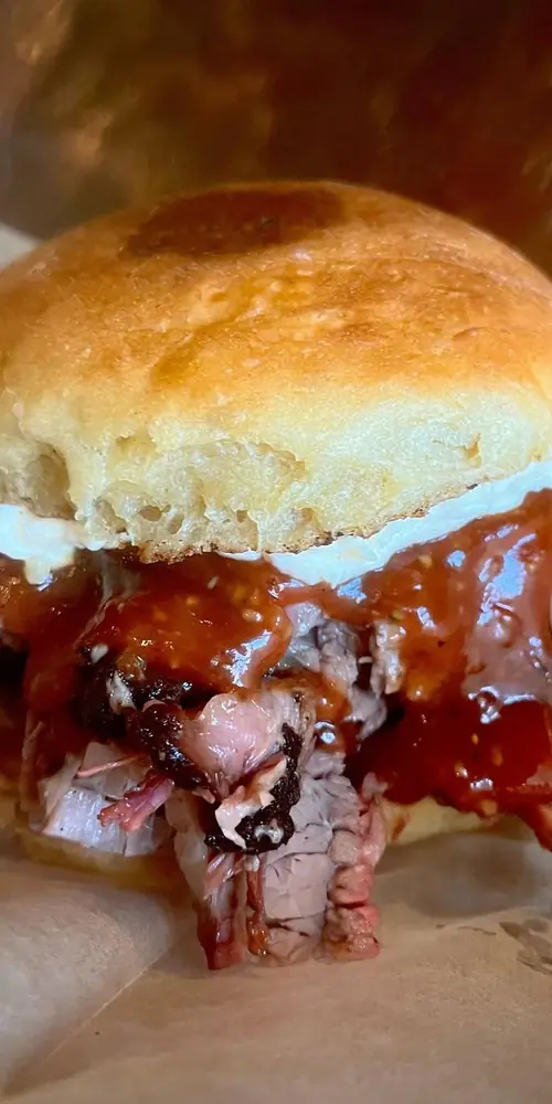 You may shed a tear of joy when you try this brisket sandwich!’