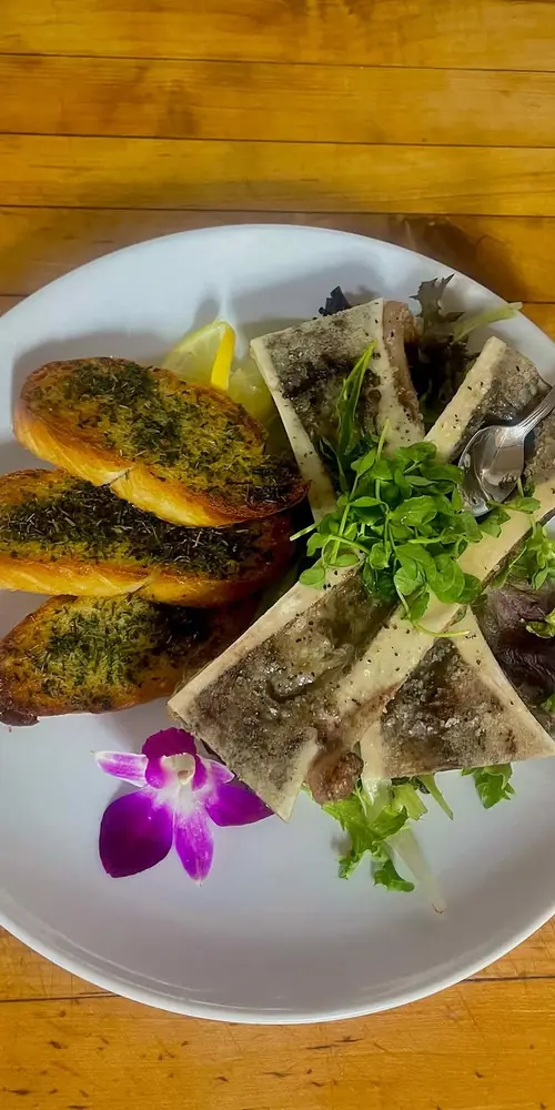 Our appetizer special tonight! Stop by before the snow! ❄️
Bone Marrow Bruschetta~ oven roasted bon