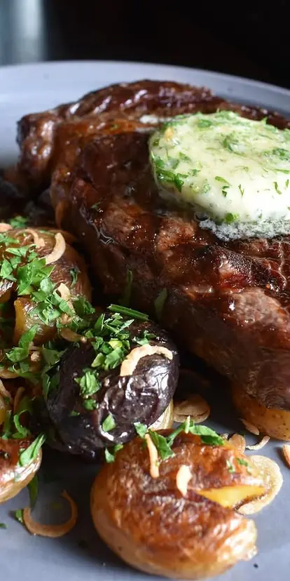 Our butcher block special is available every night! 12 oz in house dry aged ribeye, roasted potatoes